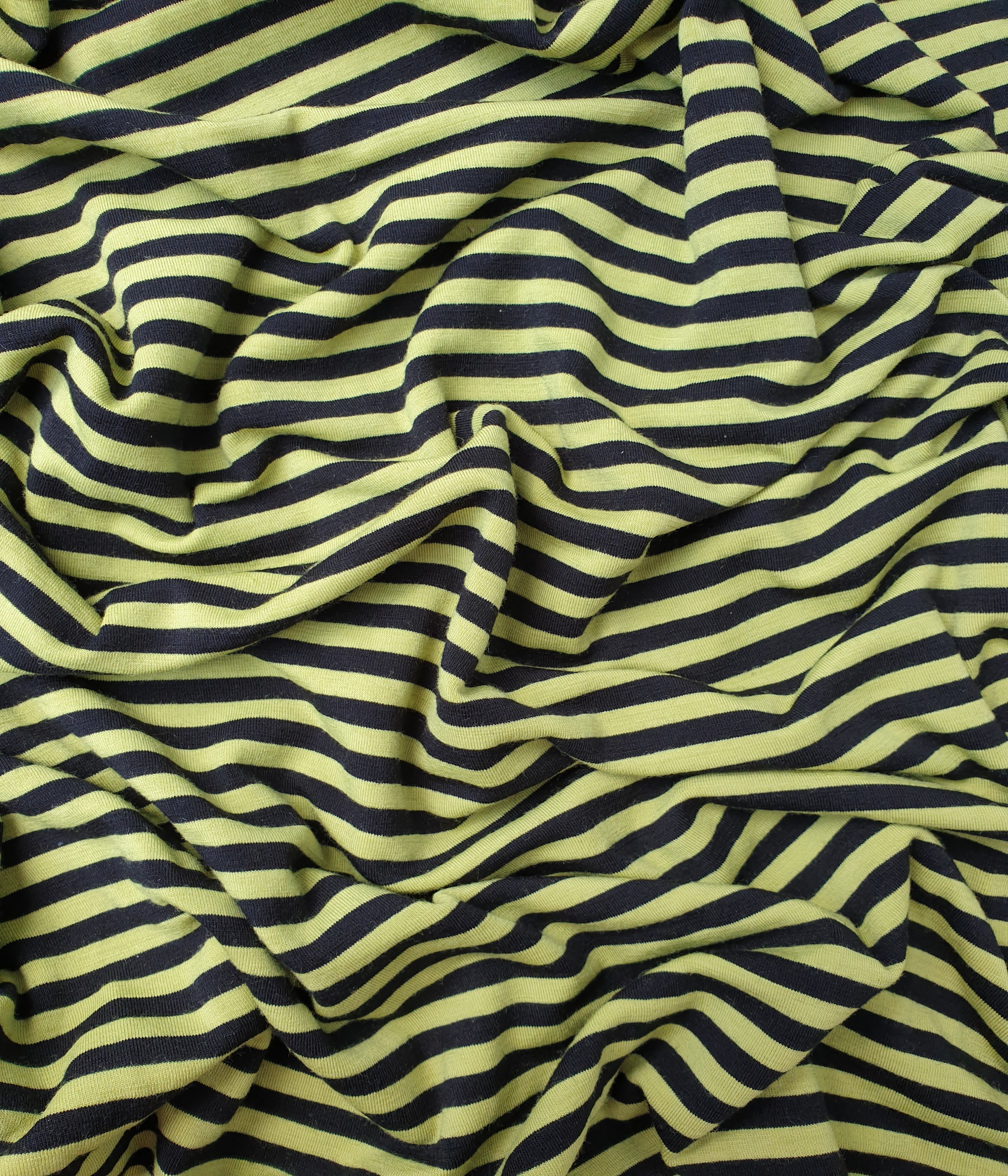 Dickerer Merino Singlejersey Limettengrün / Schwarz gestreift 