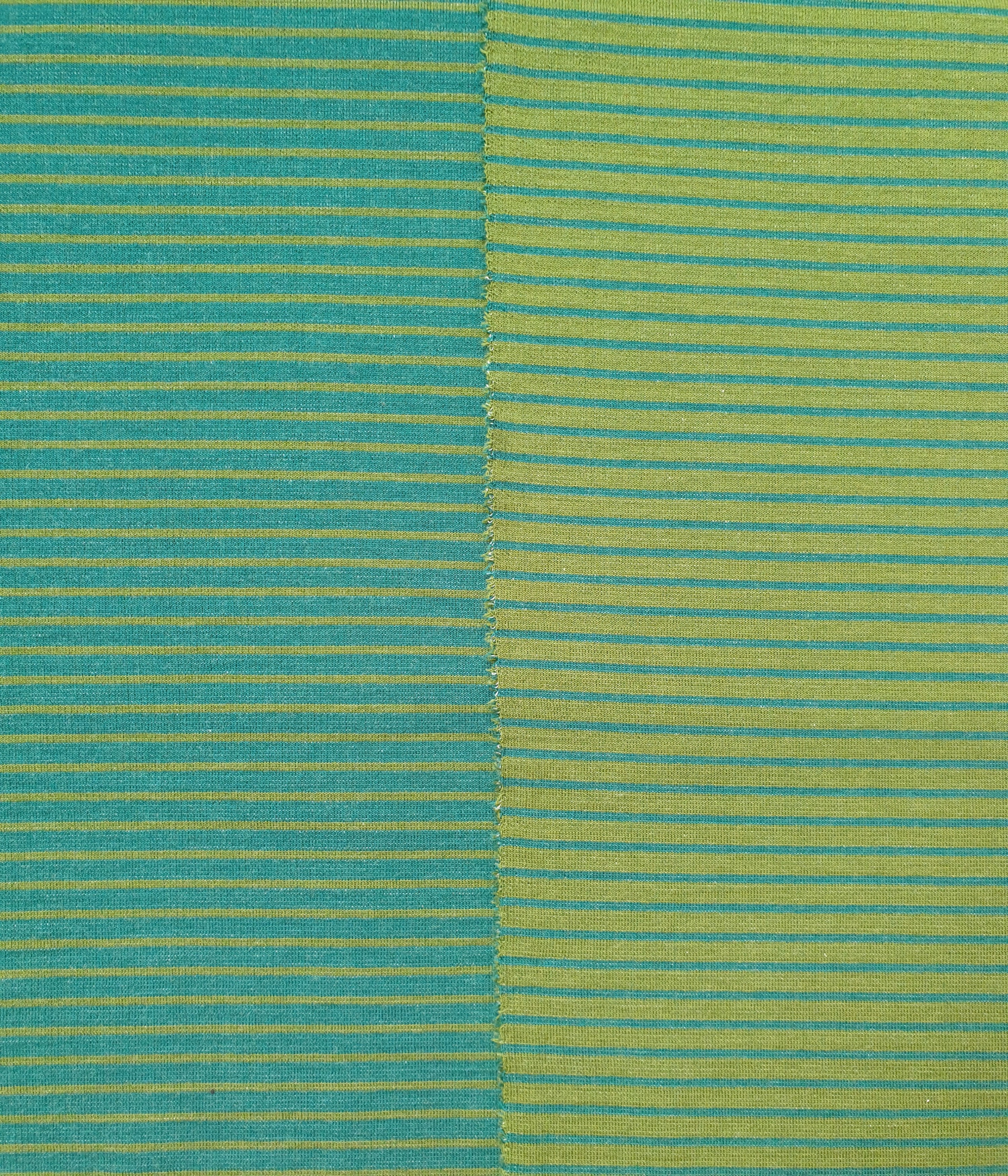 Dickerer Bio Merino Interlock DUO Olive / Wald gestreift