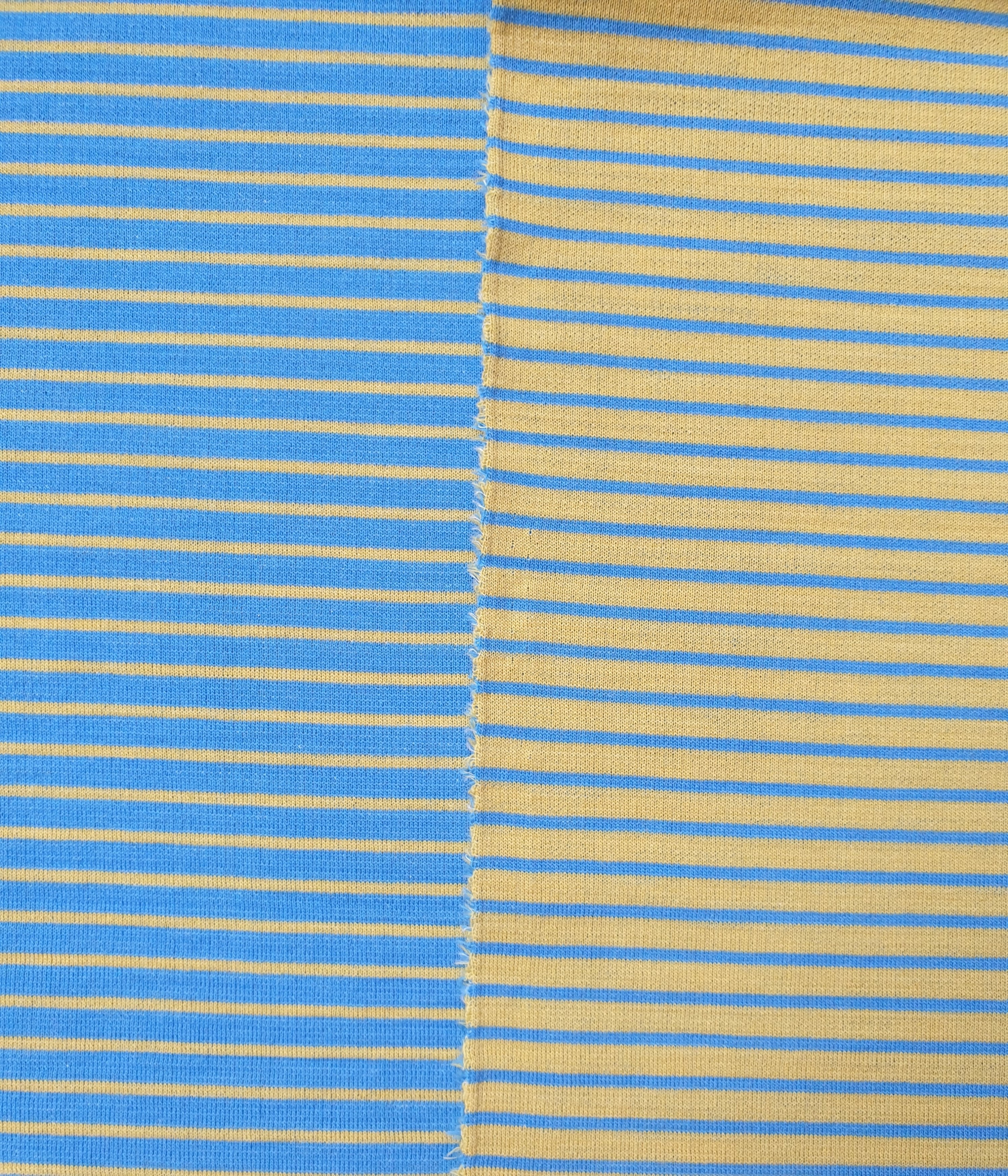 Dickerer Bio Merino Interlock  DUO Himmel / Sonne gestreift 