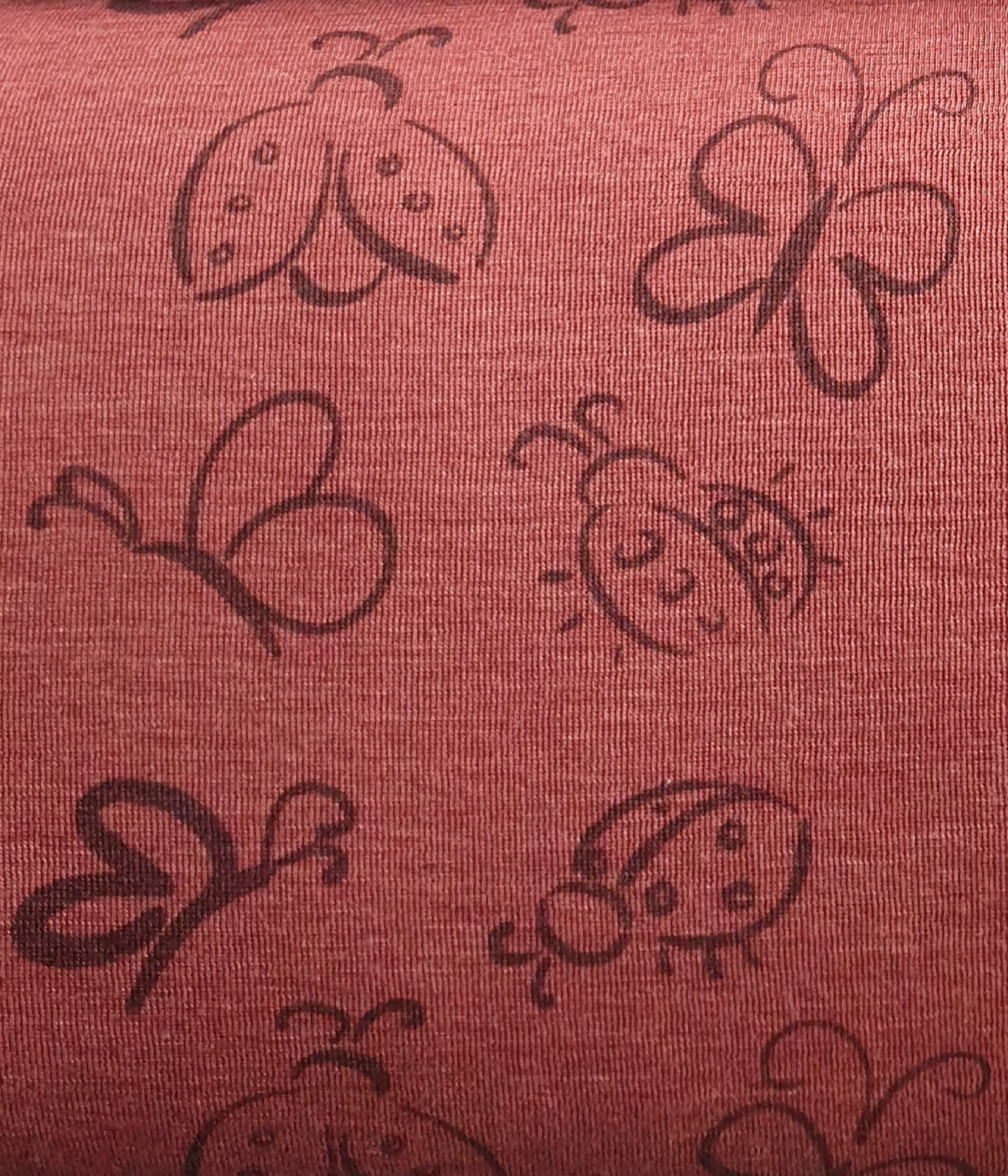  Bio Wolle / Seide Jersey Marienkäfer & Schmetterling auf Ziegelrot (kbT) 